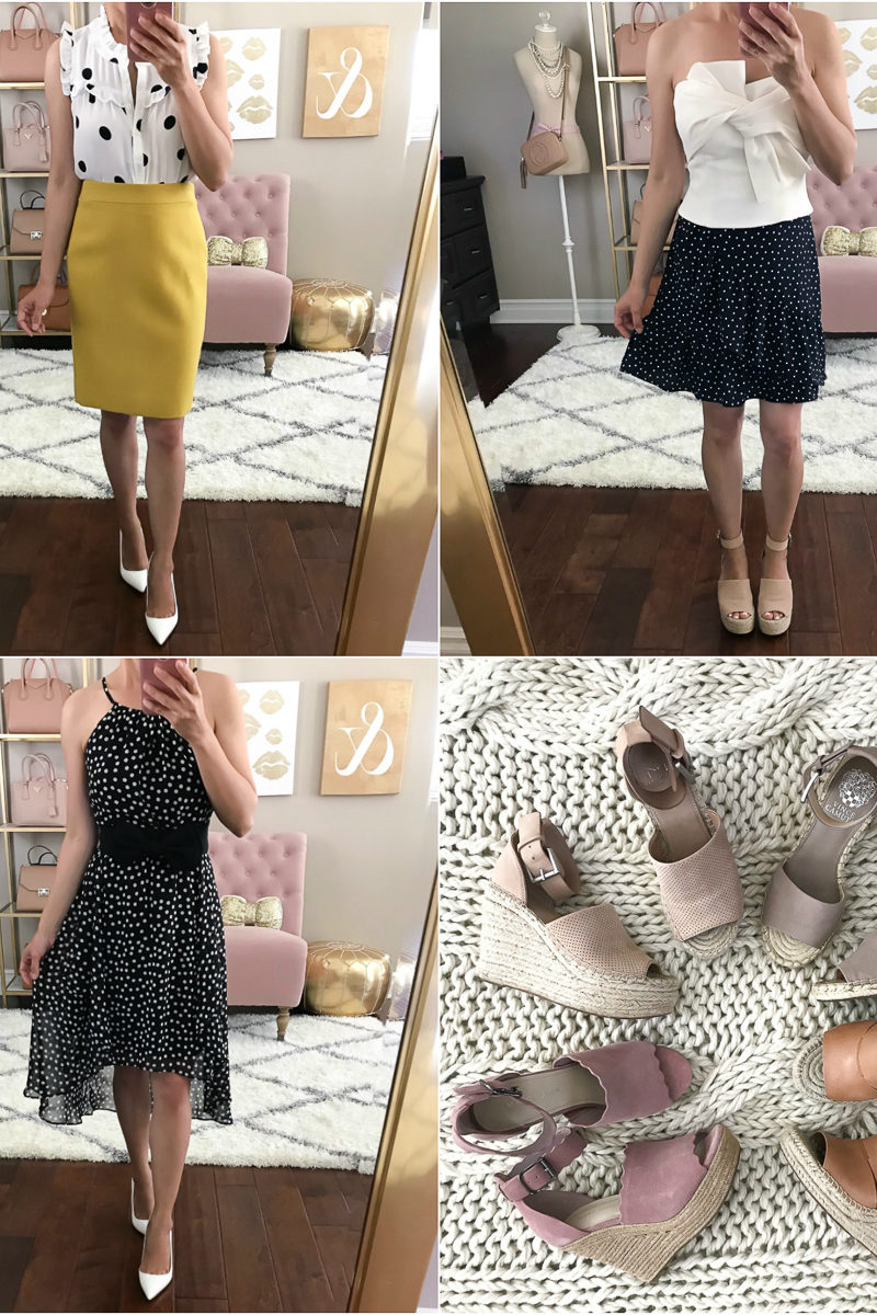 spring espadrille sandals polka dot dress