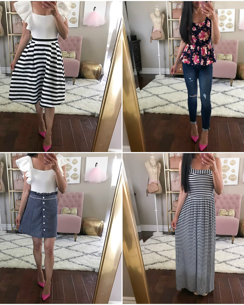 striped maxi dress petite jeans ruffle sleeve bodysuit