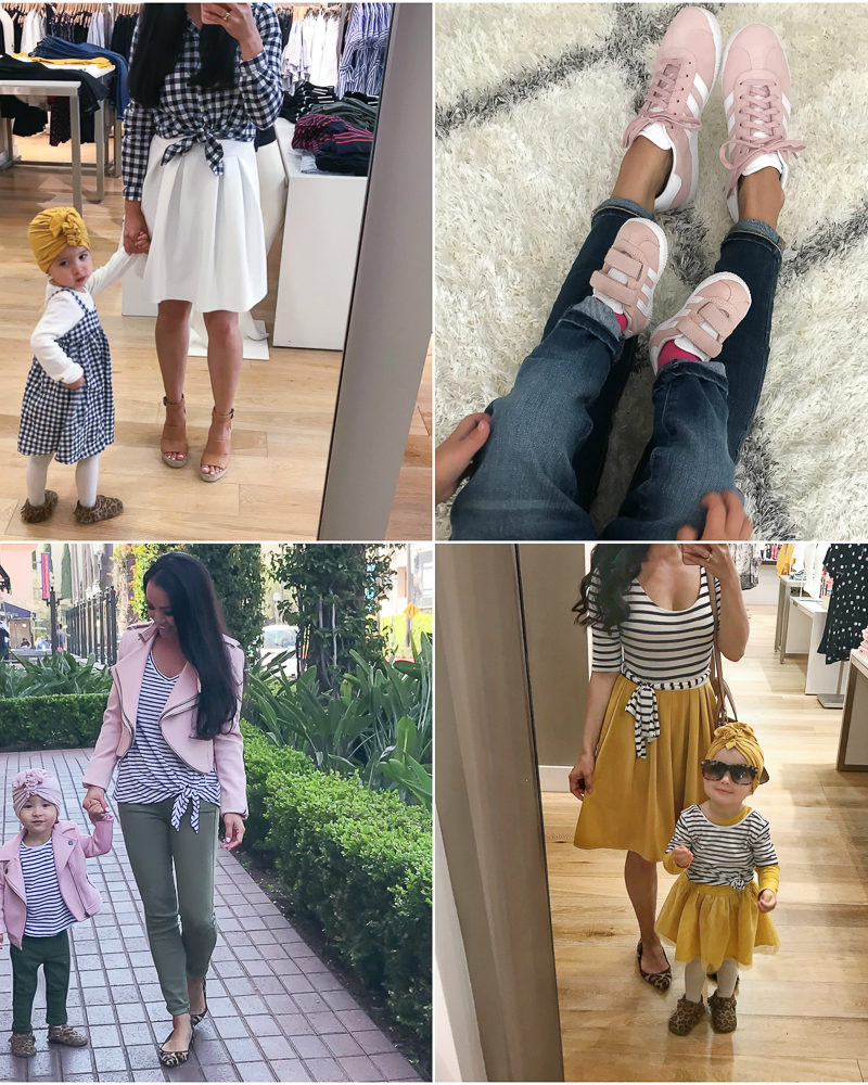Mommy and me outfit ideas matching pink sneakers