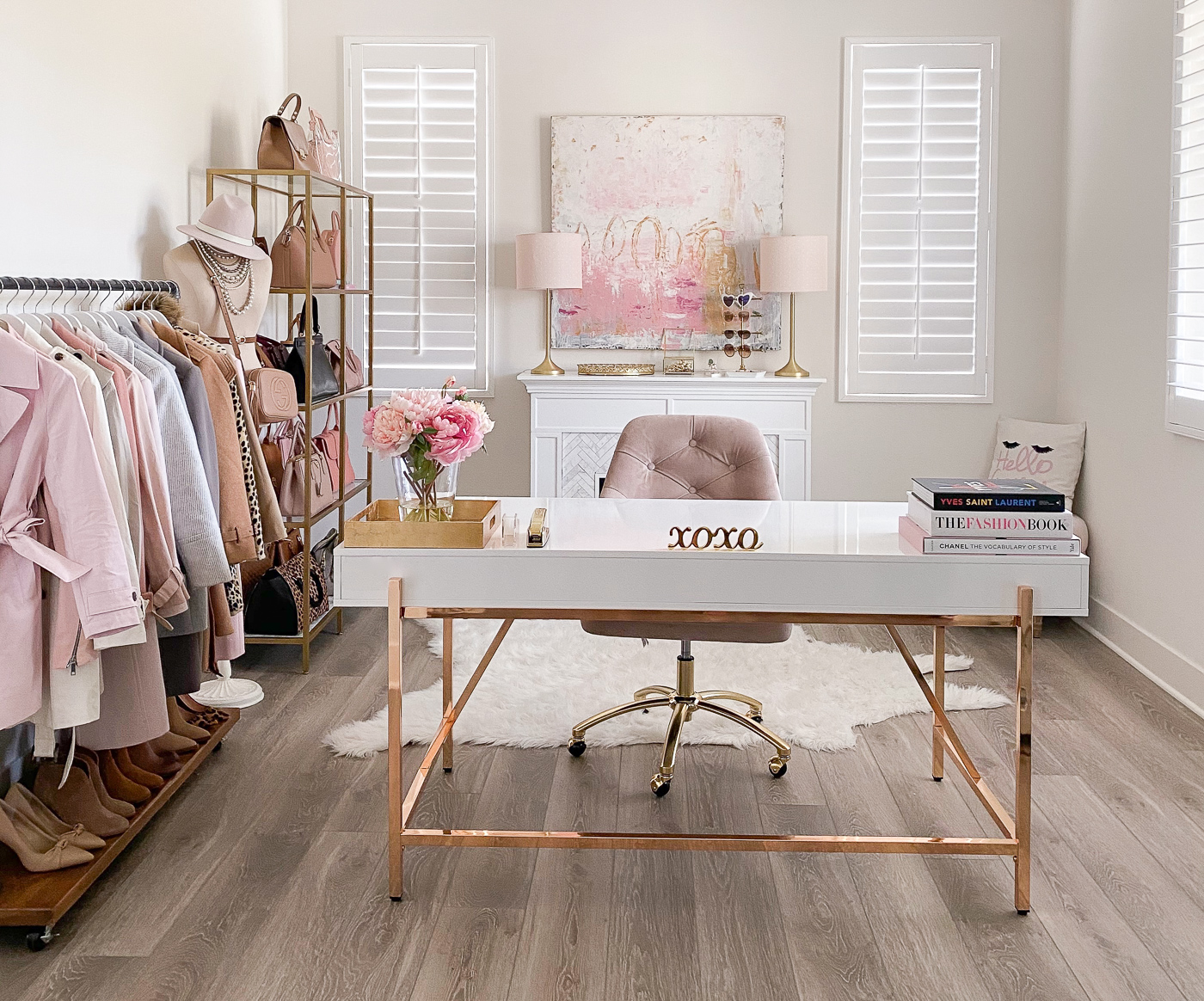 Pink, Gold and White Home Office Decor Stylish Petite Bloglovin’