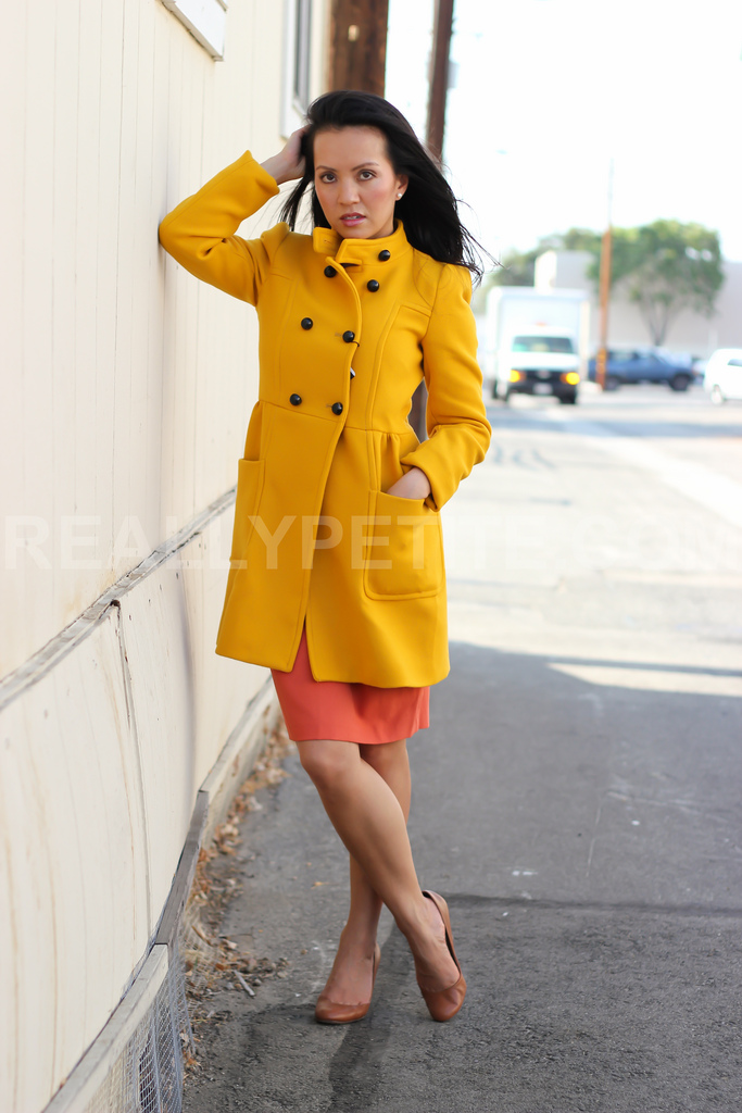 Zara double breasted mustard coat- XS - Stylish Petite