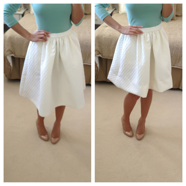H&M Trend Navy Textured Peplum Top + White Textured Flared Skirt ...