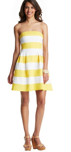 LOFT Yellow Striped Flare Dress