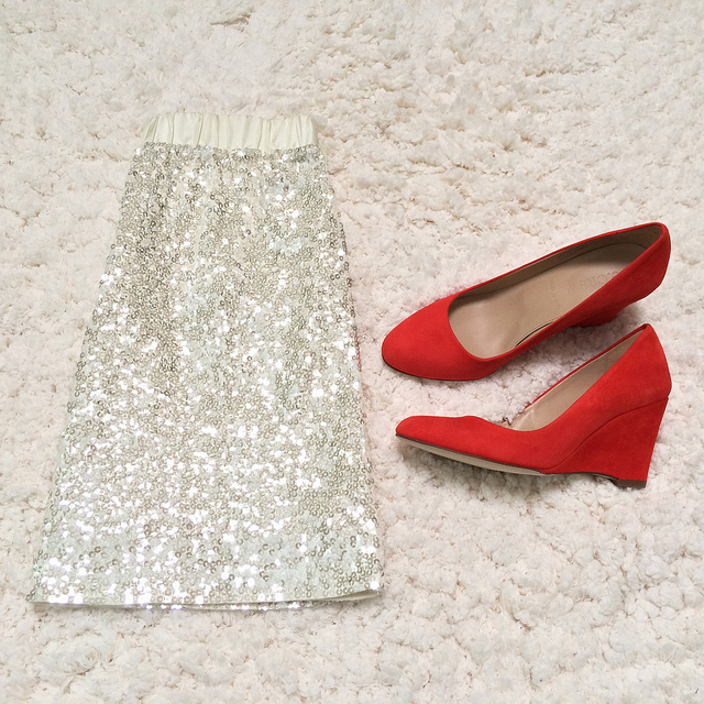 J.Crew Crew Cuts Sequin Skirt and Martina Wedge