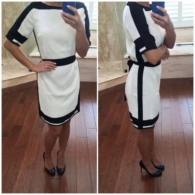 Ann Taylor Belted Colorblock Dress