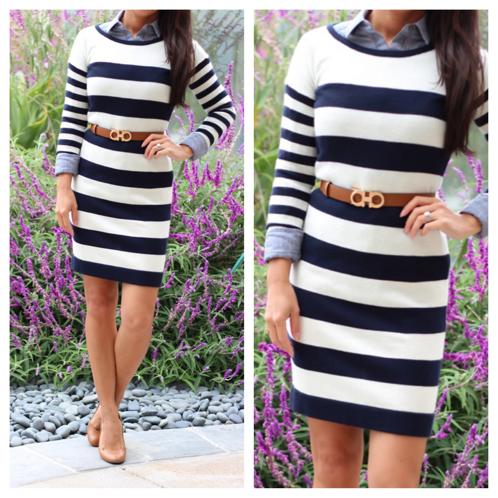 Striped Sweater Dress and Chambray