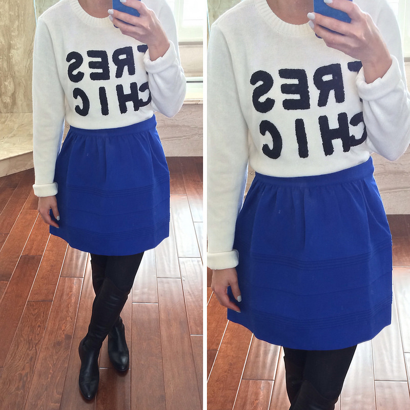 Forever 21 Tres Chic Sweater and Blue Skirt