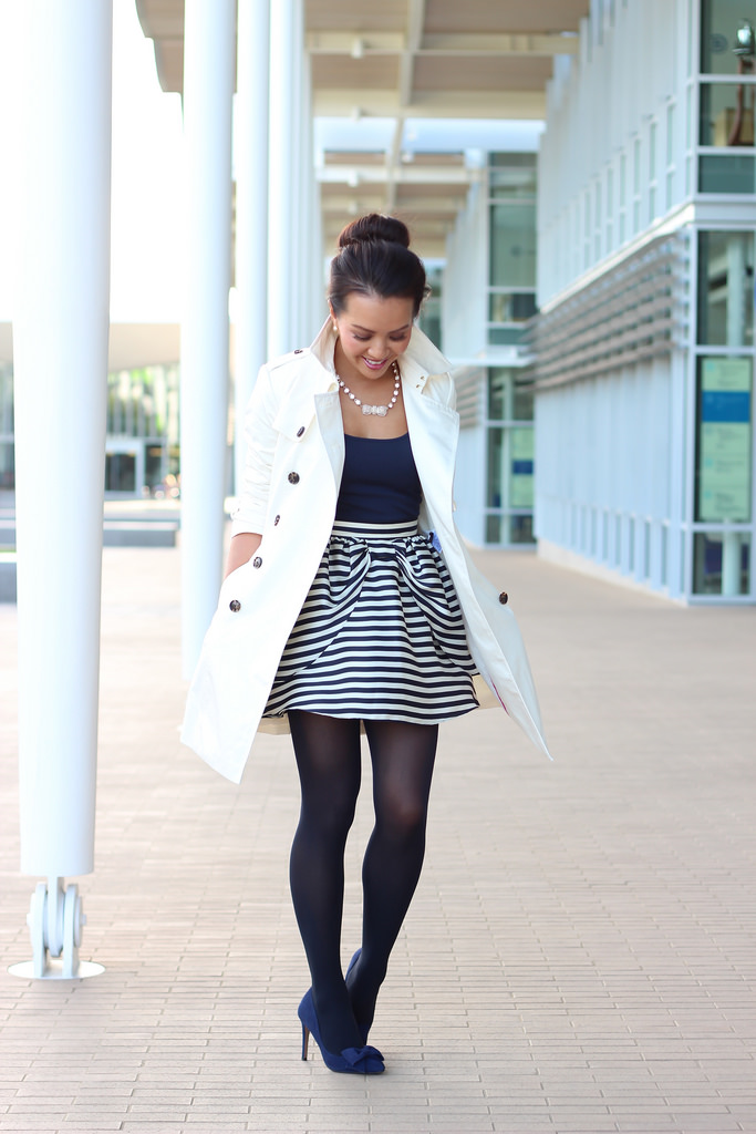 Classic Trench Coat, Stripes and Bows - Stylish Petite