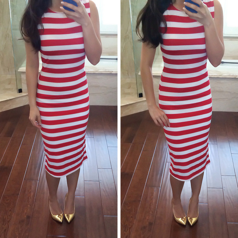 Nordstrom Rack Red Striped Midi Dress