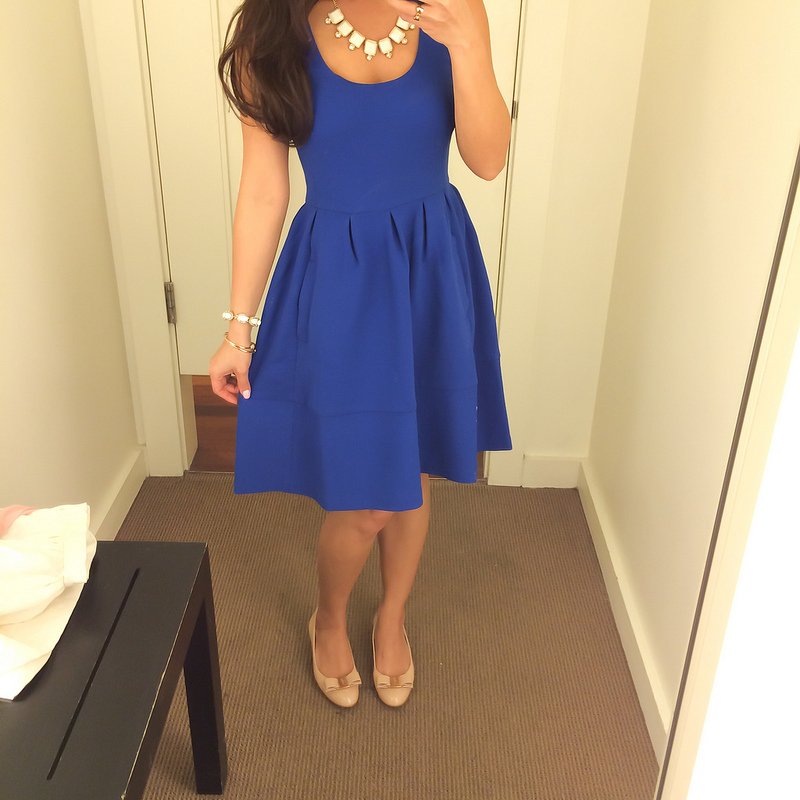 Banana Republic textured blue fit and flare dress