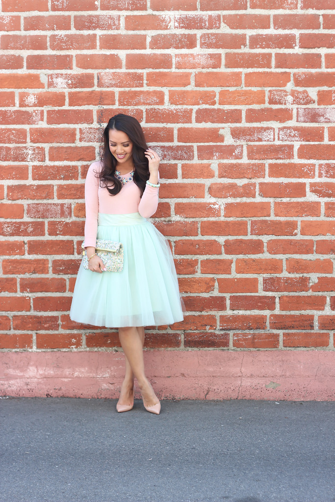 Mint Tulle Skirt and Blush Tee-9