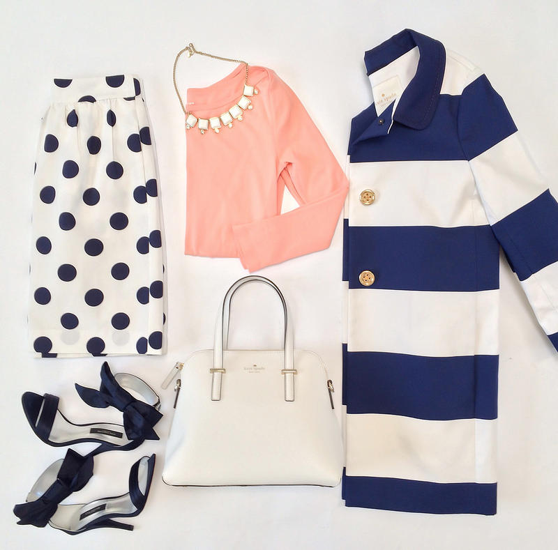 Peach,Dots and Stripes Outfit Layout
