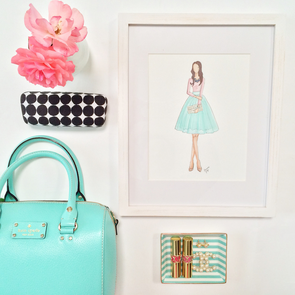 Kate Spade Mint Purse and Striped J.Crew Jewelry Tray