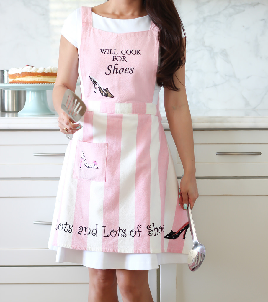 Will Work For Shoes Pink Striped Apron