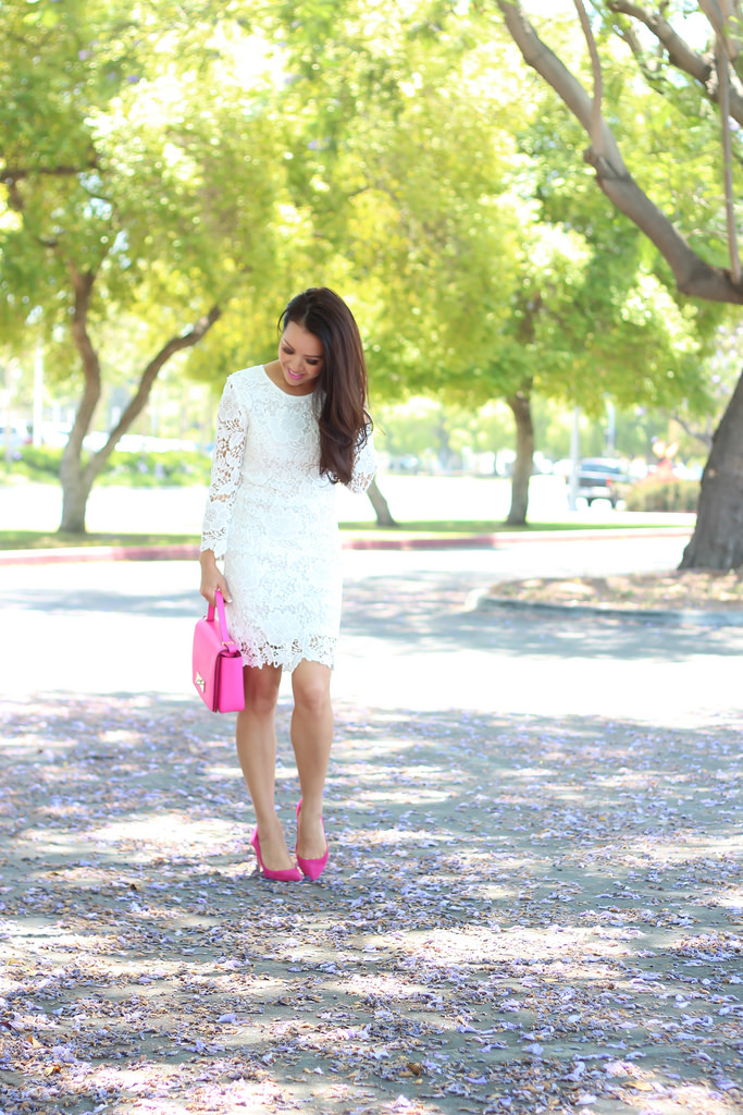 Nasty Gal Pure Sugar White Lace Dress and Pink-17