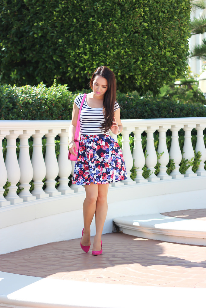 Express Floral Full Skirt and Stripes