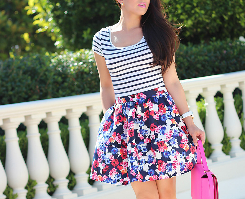 Summer Casual Outfit: Floral and Stripes - Stylish Petite