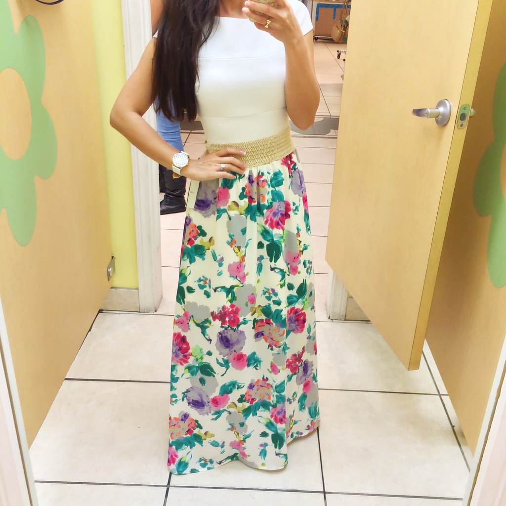 Papaya Floral Maxi Skirt