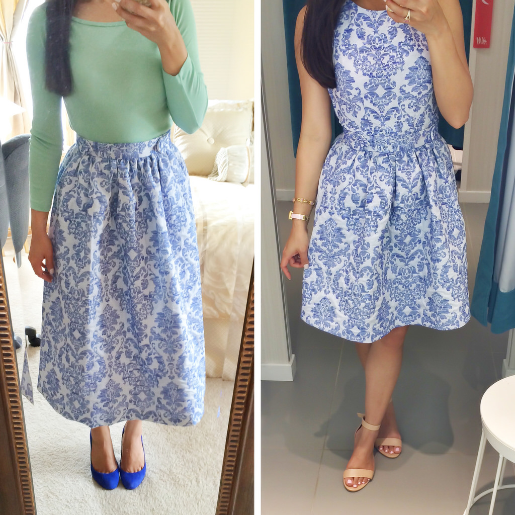 H&M Blue Print Flare Skirt and Peplum-16