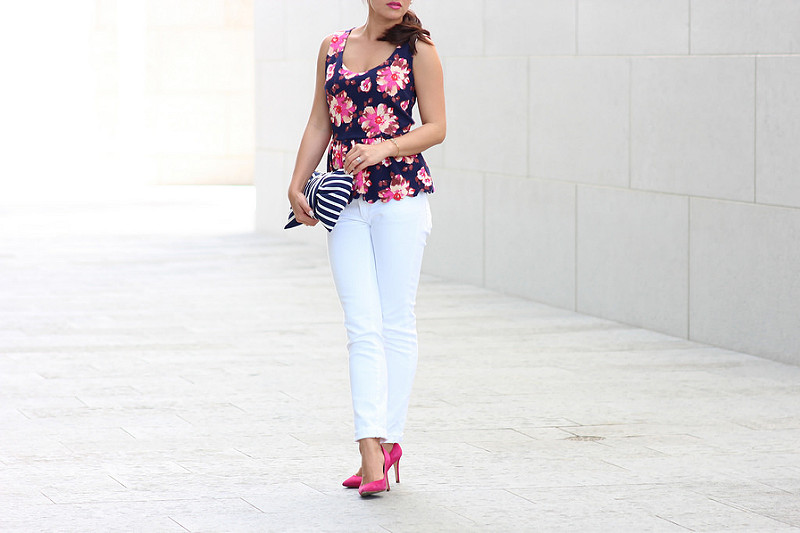 Anthropologie Floral Peplum and White AG Jeans-2