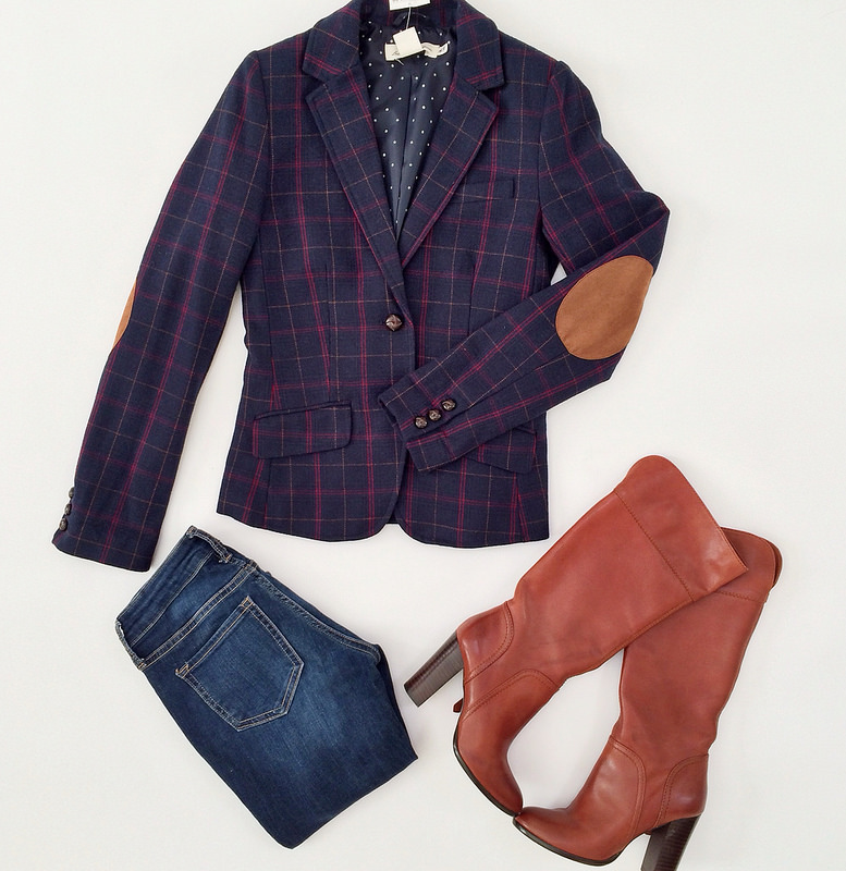 H&M Plaid blazer and Boots