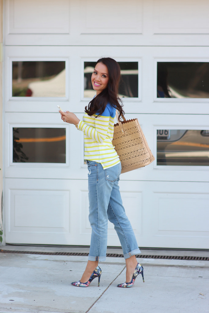 Casual Stripes and Distressed Denim