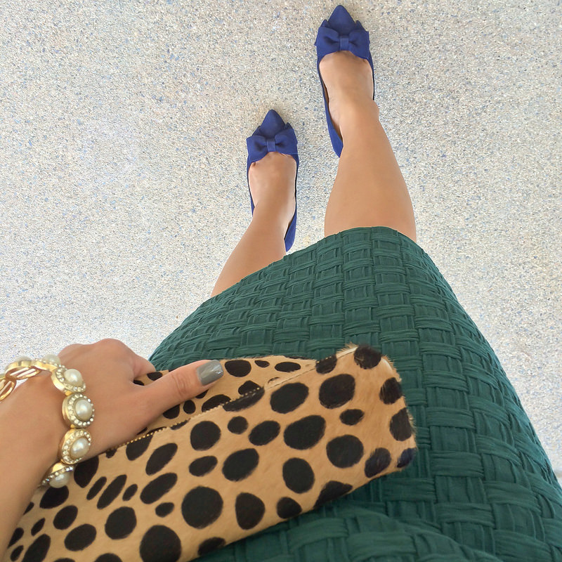 FWIS - emerald green, leopard and navy bows