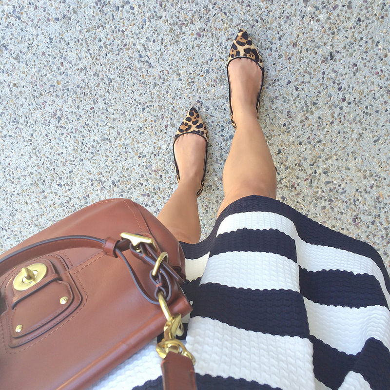 FWIS - leopard flats and striped skirt