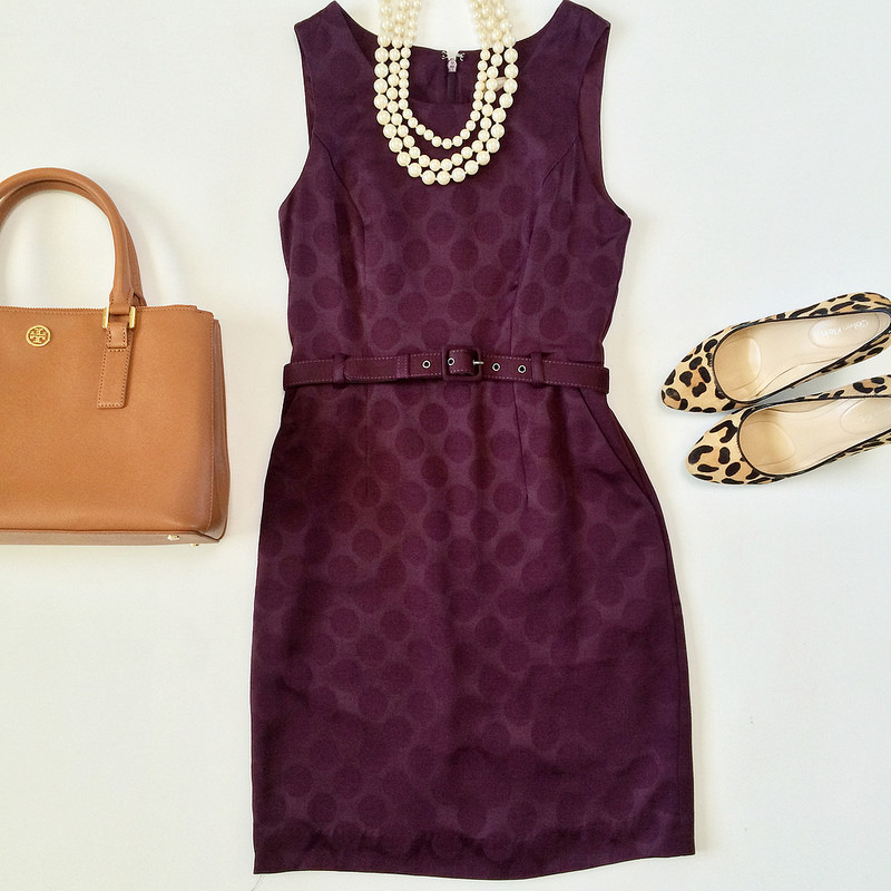 Outfit Layout - BR factory jacquard sheath dress and leopard