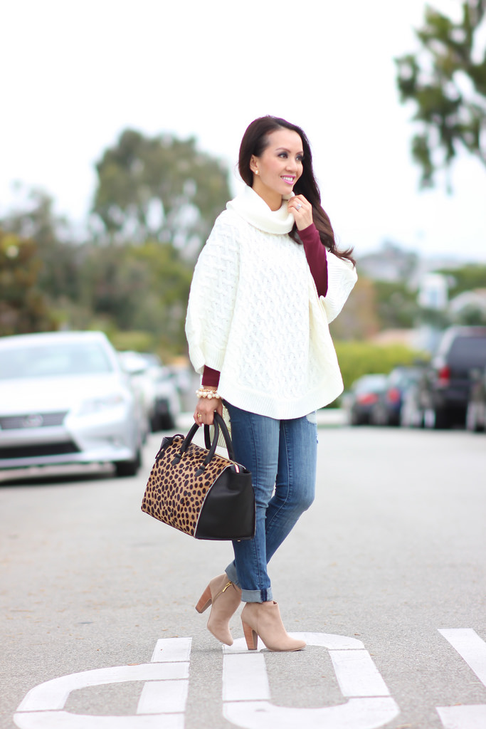 Forever 21 Cable Knit Poncho and Clare V Sandrine Satchel-7