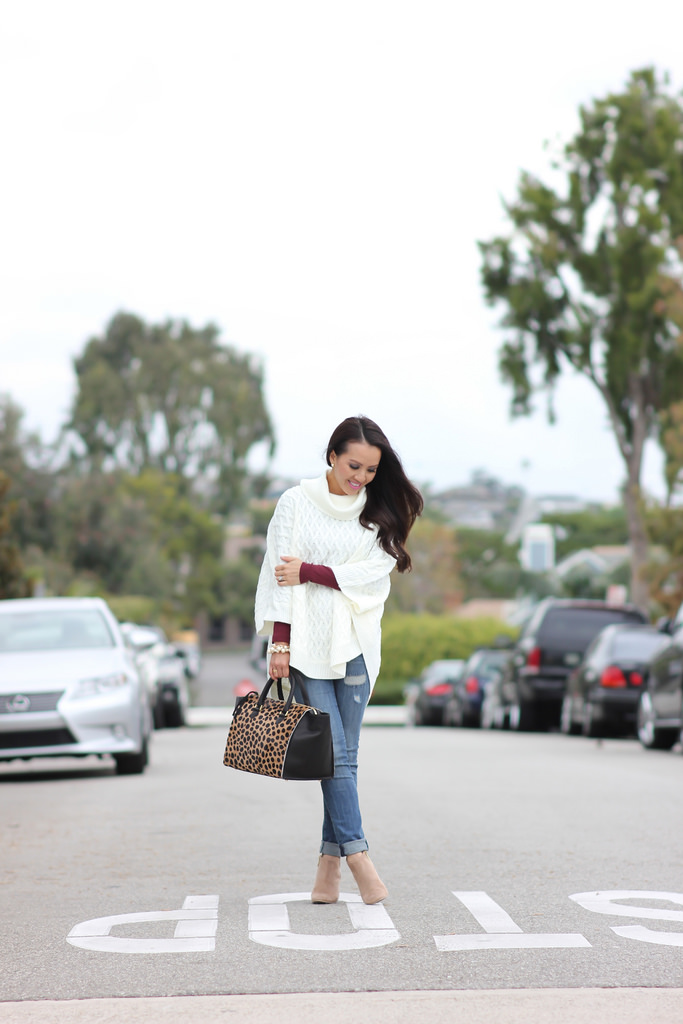Forever 21 Cable Knit Poncho and Clare V Sandrine Satchel-6