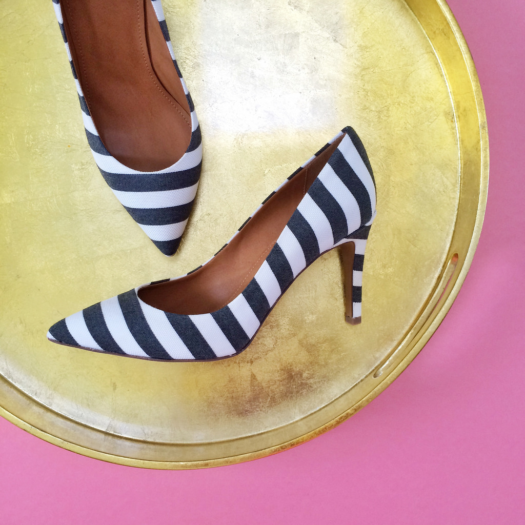 Anthropologie Miss Albright tinsley striped pumps
