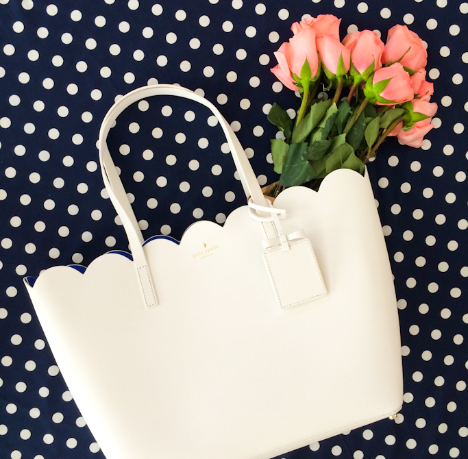 Kate Spade New York lily avenue carrigan scalloped white tote