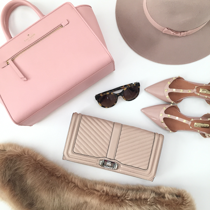faux fur stole, Halogen studded flats, Kate Spade pink purse, Luxe panama hat, Nordstrom anniversary sale, Rebecca Minkoff chevron quilted clutch, Tory Burch cat eye tortoise sunglasses