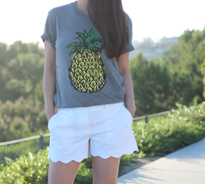 Loft scalloped shorts Ily Couture pineapple tee