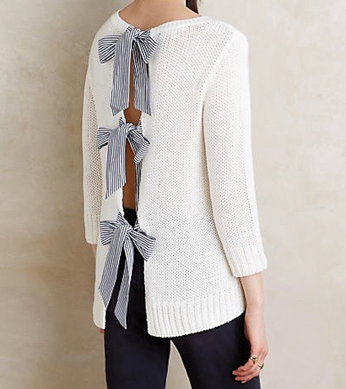 Anthropologie bow back pullover sweater