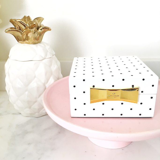 polka dot bow box pineapple candle pink cake stand