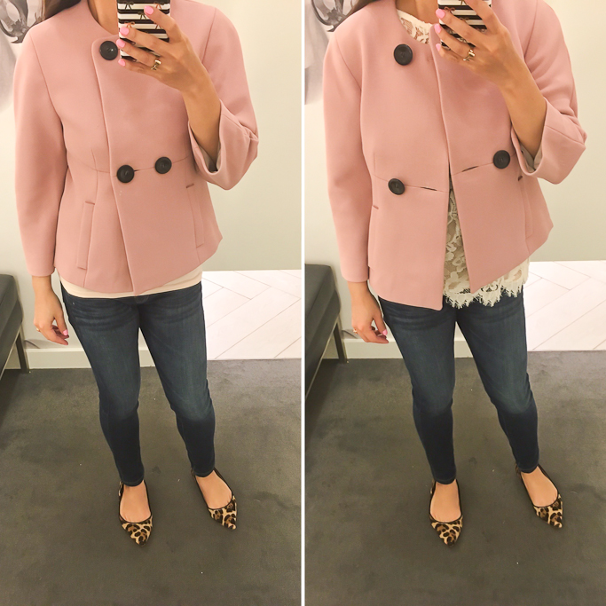 Ann Taylor Petite Textured Double Breasted Jacket