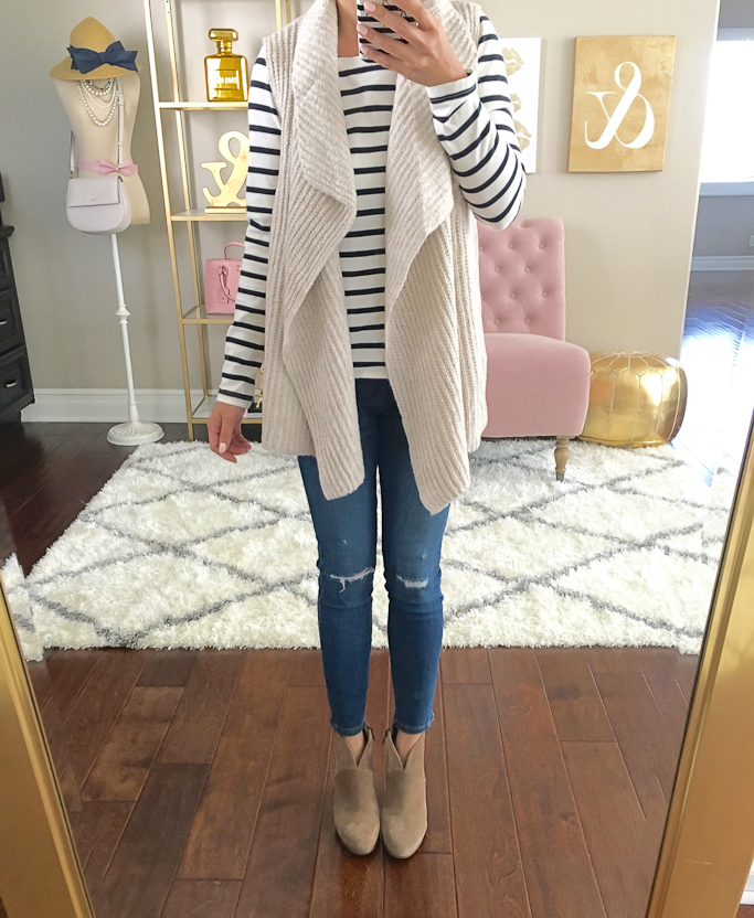 loft-cable-knit-sweater-vest-striped-tee-j-crew-toothpick-distressed-ankle-jeans-vince-camuto-franell-western-booties