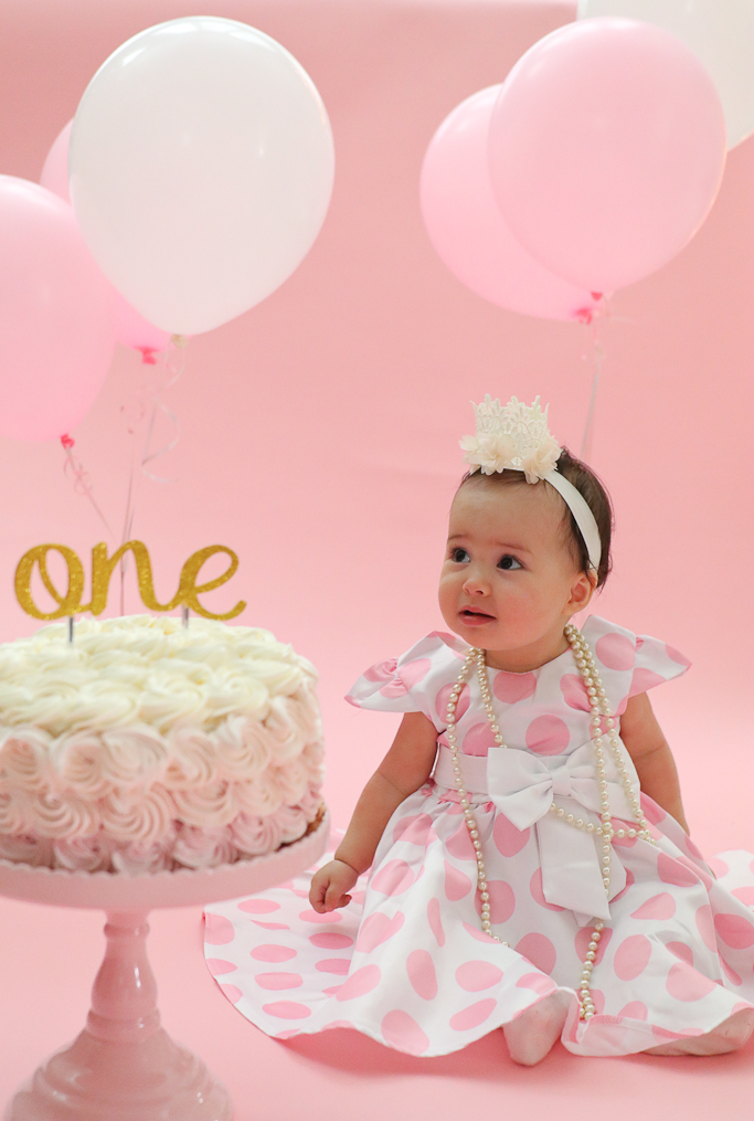 First Birthday Cake Smash Party Pink And Gold One Year Party