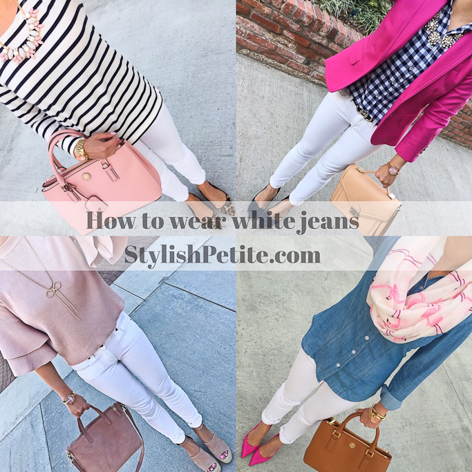 How to wear white jeans collage