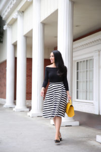 How To Wear A Striped Skirt Two Ways - Stylish Petite