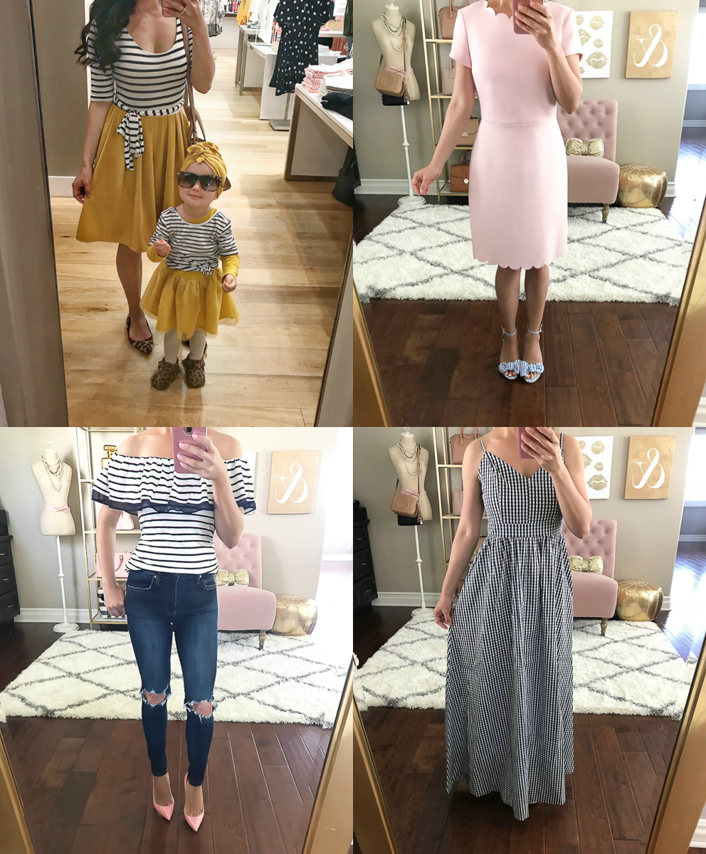 pink scalloped dress gingham maxi dress free people jeans mommy and me outfit