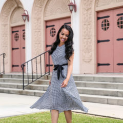 Scallop Tweed Dress, Polka Dots and Pop of Pink | Stylish Petite