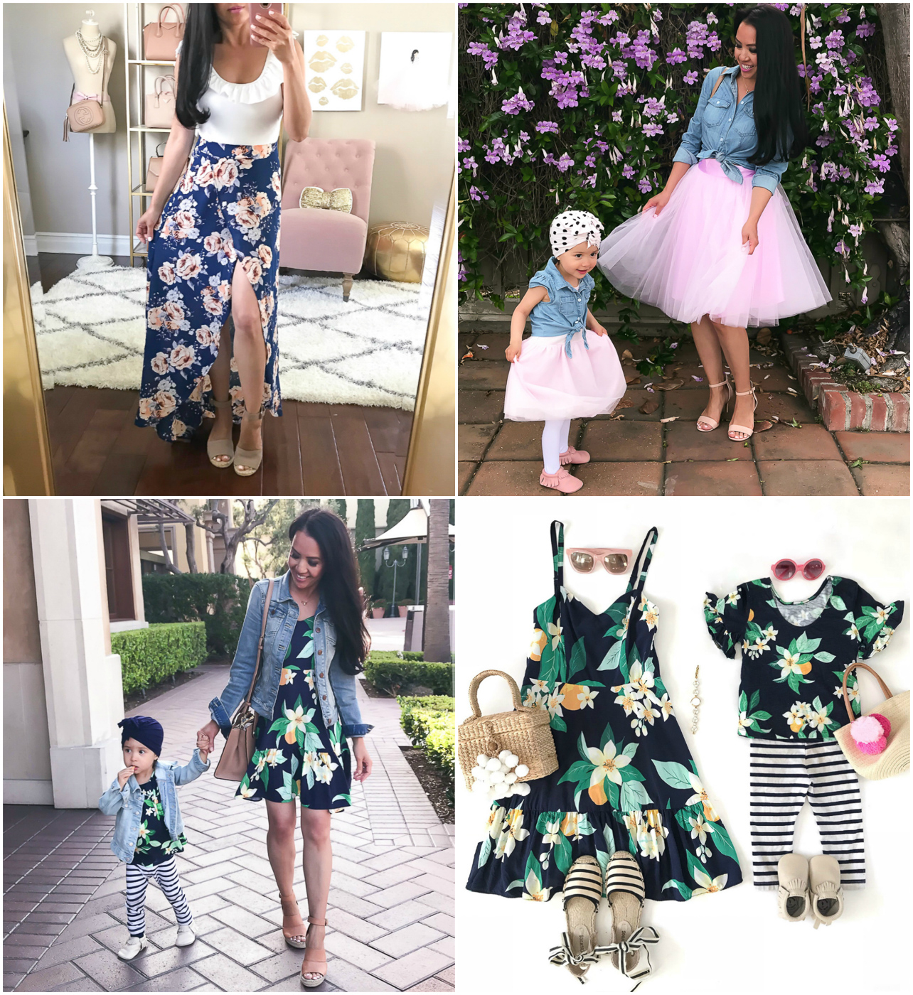 mommy and me outfits floral maxi skirt