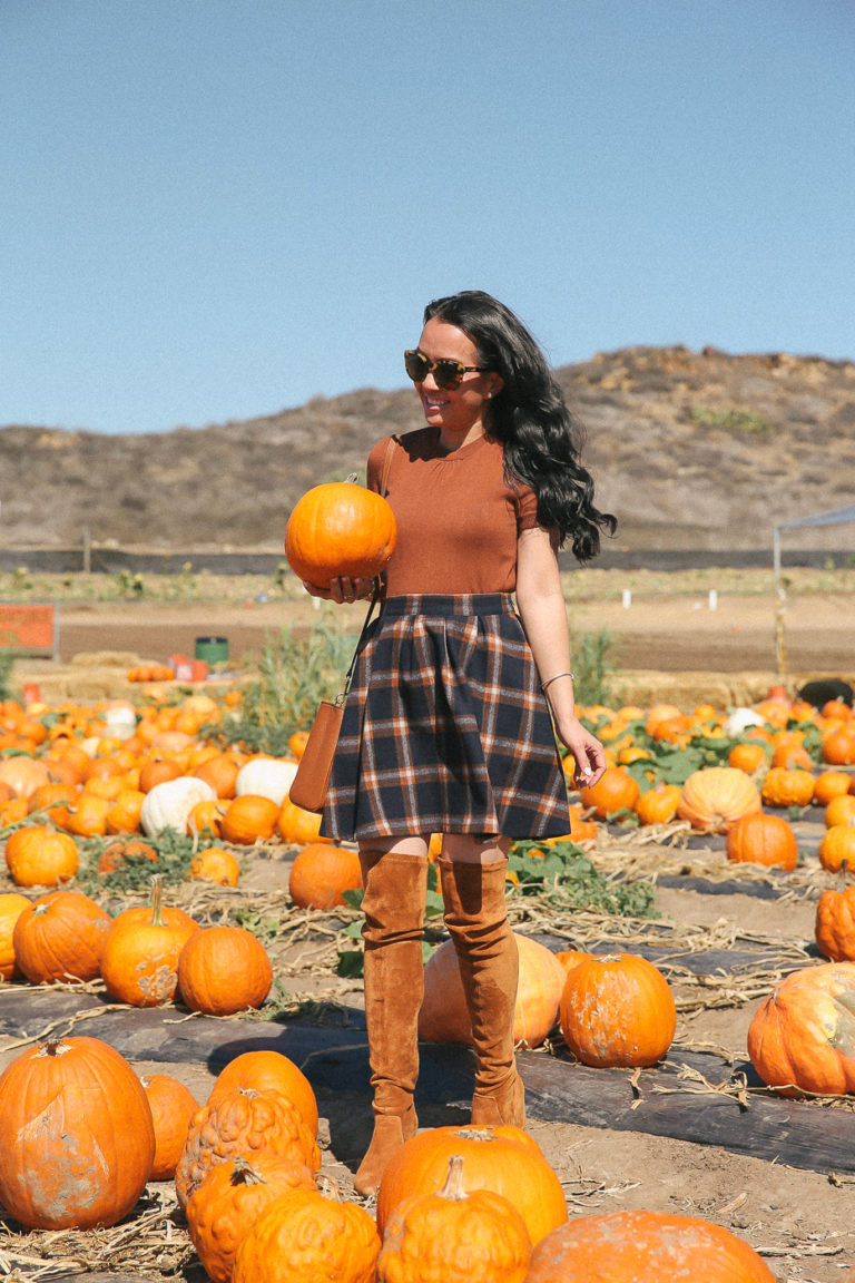 Navy Plaid Mini Skirt + Over The Knee Boots Stylish Petite
