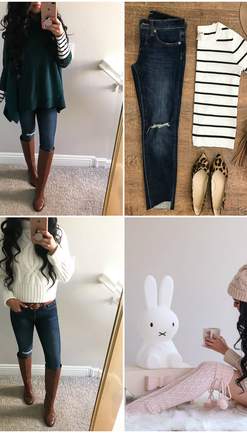 green poncho cable knit socks striped sweater cable knit cropped sweater