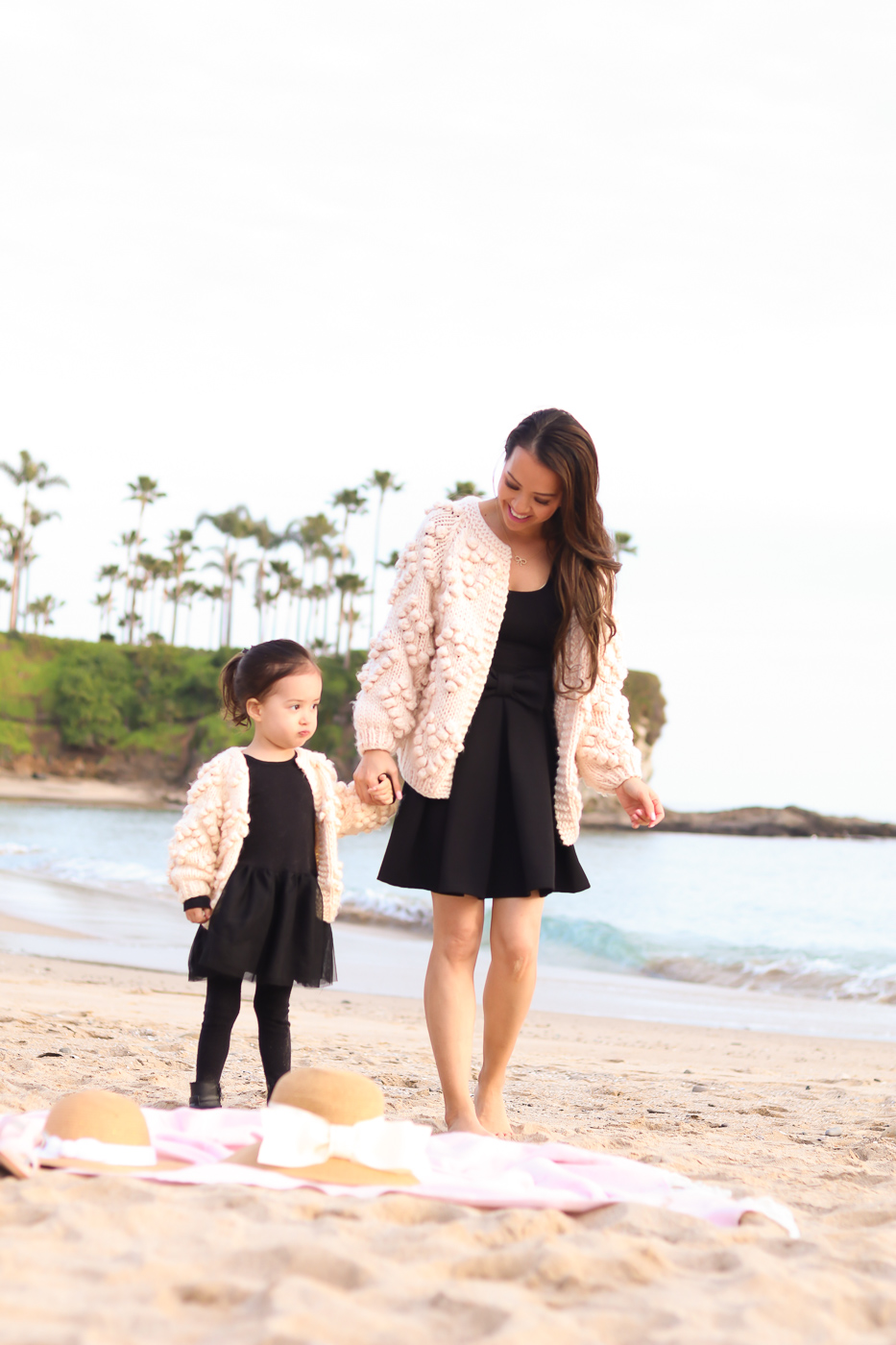mommy and me matching pom pom cream ivory cardigan sweaters