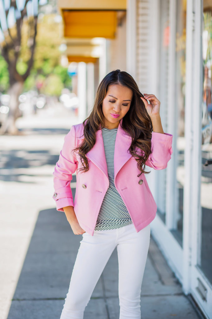 Loneliness + Pink Short Trench + Scalloped Sandals - Stylish Petite
