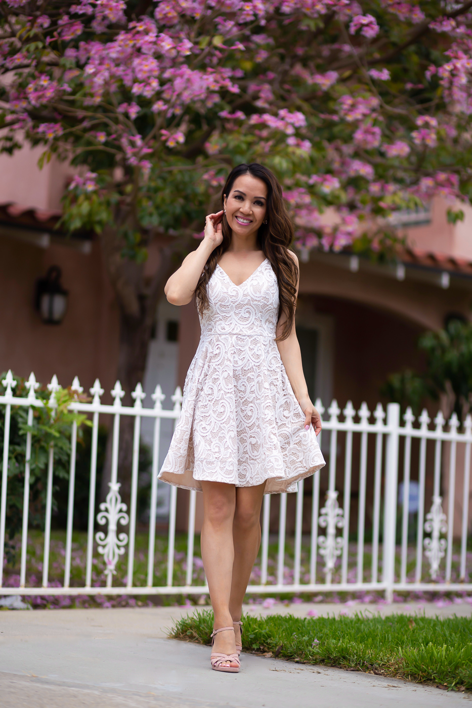 lace fit and flare dress easter outfit idea spring outfit